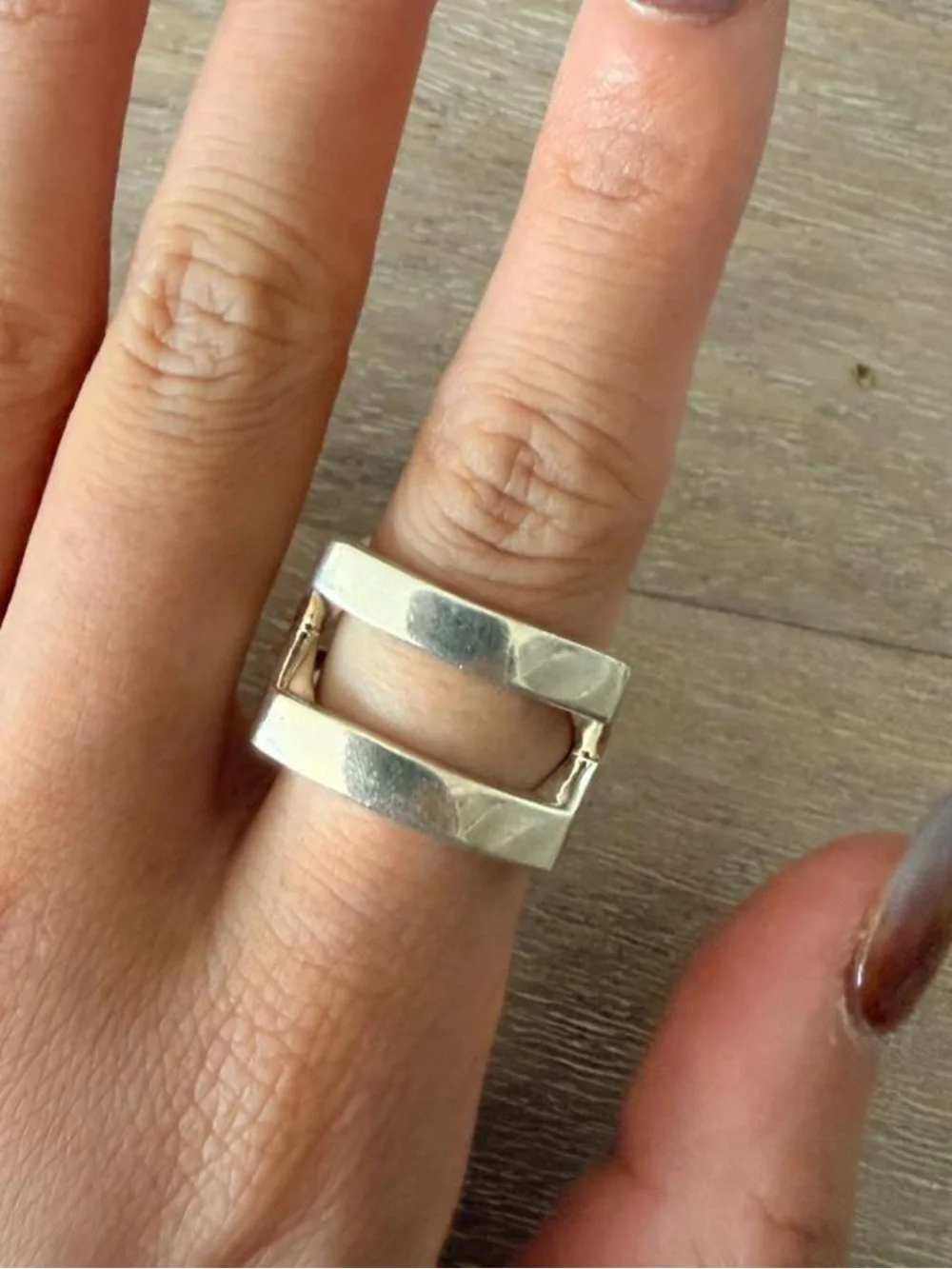 925 Sterling Silver Criss Cross X Heavy Ring, size 8.5